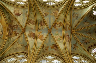 De gewelven van de Rayonnant-kapel van de abdij met renaissance schilderijen, 13e-16e eeuw door Francesco Primaticcio